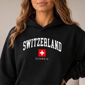 Switzerland Hoodie, Swiss Flag Pullover, Schweiz Travel Hooded Sweater, Unisex