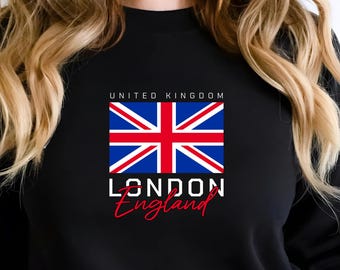 Tröja med brittisk flagga från London, Englandströja, Union Jack-tröja, brittisk stolthet, souvenir för Storbritannien, resepresent, unisextröja från London