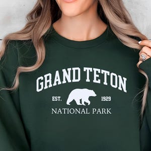 Grand Teton Nationalpark Crewneck Sweatshirt, Gemütliche Abenteuerbekleidung, Geschenk für Naturliebhaber, Vintage Park Style, Reiseutensilien