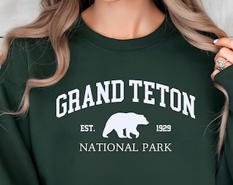 Grand Teton National Park Crewneck Sweatshirt, Cozy Adventure Apparel, Gift for Nature Lovers, Vintage Park Style, Travel Essentials