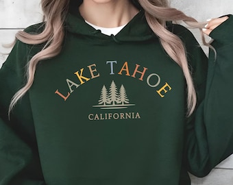 Sudadera unisex vintage del lago Tahoe, jersey de Sierra Nevada, suéter de California, regalo para ella, top de naturaleza de montaña, recuerdo retro para actividades al aire libre