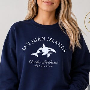 San Juan Islands Orca Sweatshirt, Pacific Northwest Whale Crewneck Pullover, Washington Sweater, Unisex