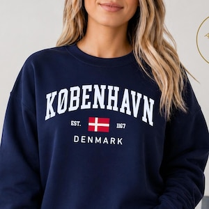 Kopenhagen Sweatshirt, Købehavn Souvenir Pullover, Dänemark Crewneck, Dänische Flagge Pullover, Nordisches Reisegeschenk, skandinavischer Stil, Unisex