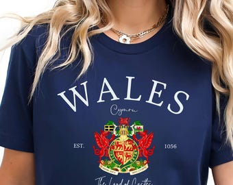 Wales T-Shirt, Cymru Shirt, Land of Castles Tee, Welsh Royal Top, Wales UK Travel Souvenir, United Kingdom Tshirt, Celtic Heritage