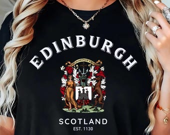 Edinburgh Scotland Shirt, Scottish Crest T-shirt, Edinburgh Heritage Tee, Vintage Edinburgh Top, Scotland Travel Gift, Scotland Souvenir