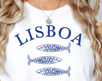 Koszulka z motywem Lizbony i Portugalii, Koszulka z sardynką po portugalsku, Pamiątka z podróży do Lizbony, Prezent dla smakosza, Koszulka z wakacji w Portugalii, Koszulka unisex z Lizbony