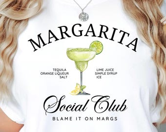 Margarita Shirt, Cocktail T-shirt, Social Club Unisex Tee, Margarita Cocktail T-Shirt, Summer Lime Drink Tee, Gift for Tequila Lovers