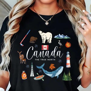 Canada Souvenir T-Shirt, True North Watercolor Graphic Tee, Canadian Nature & Wildlife Travel Gift Shirt