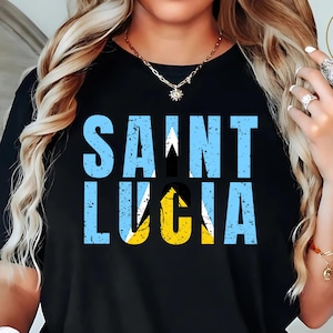 Saint Lucia Unisex Softstyle T-Shirt, Caribbean Pride Tee, St. Lucia Shirt, Saint Lucia, Island Caribbean T-shirt, Travel Souvenir