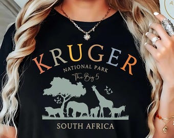 Camiseta del Parque Nacional Kruger, camiseta de safari "Los Cinco Grandes", camiseta unisex "Naturaleza de Sudáfrica", camiseta vintage "Aventura Africana"