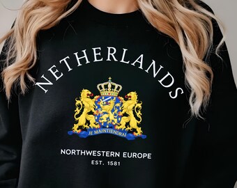 Netherlands Sweatshirt, European Travel Top, Royal Dutch Souvenir Gift, Amsterdam Sweater, Netherlands Pullover, Netherlands Top, Unisex