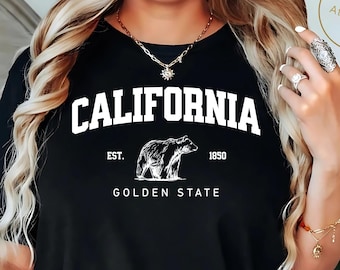 Camiseta del Estado Dorado de California, camiseta del Oso de California, souvenir vintage de California, camiseta de la Costa Oeste, regalo para viajeros, camiseta unisex de California