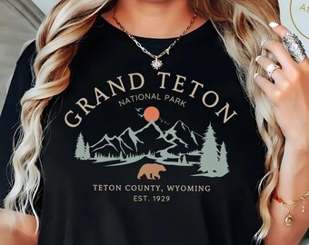 Camiseta de Grand Teton, camiseta del condado de Teton, Wyoming, camiseta del parque nacional, camiseta de la montaña y el oso, camiseta de Grand Teton, camiseta de Wyoming, camiseta de Wyoming