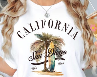 Vintage San Diego T-Shirt, California Surf Tee, America's Finest City Shirt, Retro West Coast Travel Souvenir, Tropical Beach Life Top