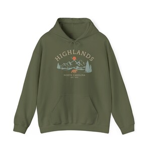 Highlands Hoodie, North Carolina Bear Pullover, Mountain Hiking Sweater, Vintage Nature Top, Blue Ridge Apparel, Outdoors Gift, Unisex image 12