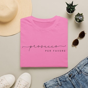 Prosecco Per Favore shirt, T-shirt voor wijnliefhebbers, outfit voor een vrijgezellenfeest, kleding met champagnehumor, leuk shirt met drankthema, Parijs shirt afbeelding 14