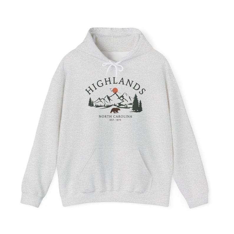 Highlands Hoodie, North Carolina Bear Pullover, Mountain Hiking Sweater, Vintage Nature Top, Blue Ridge Apparel, Outdoors Gift, Unisex image 7