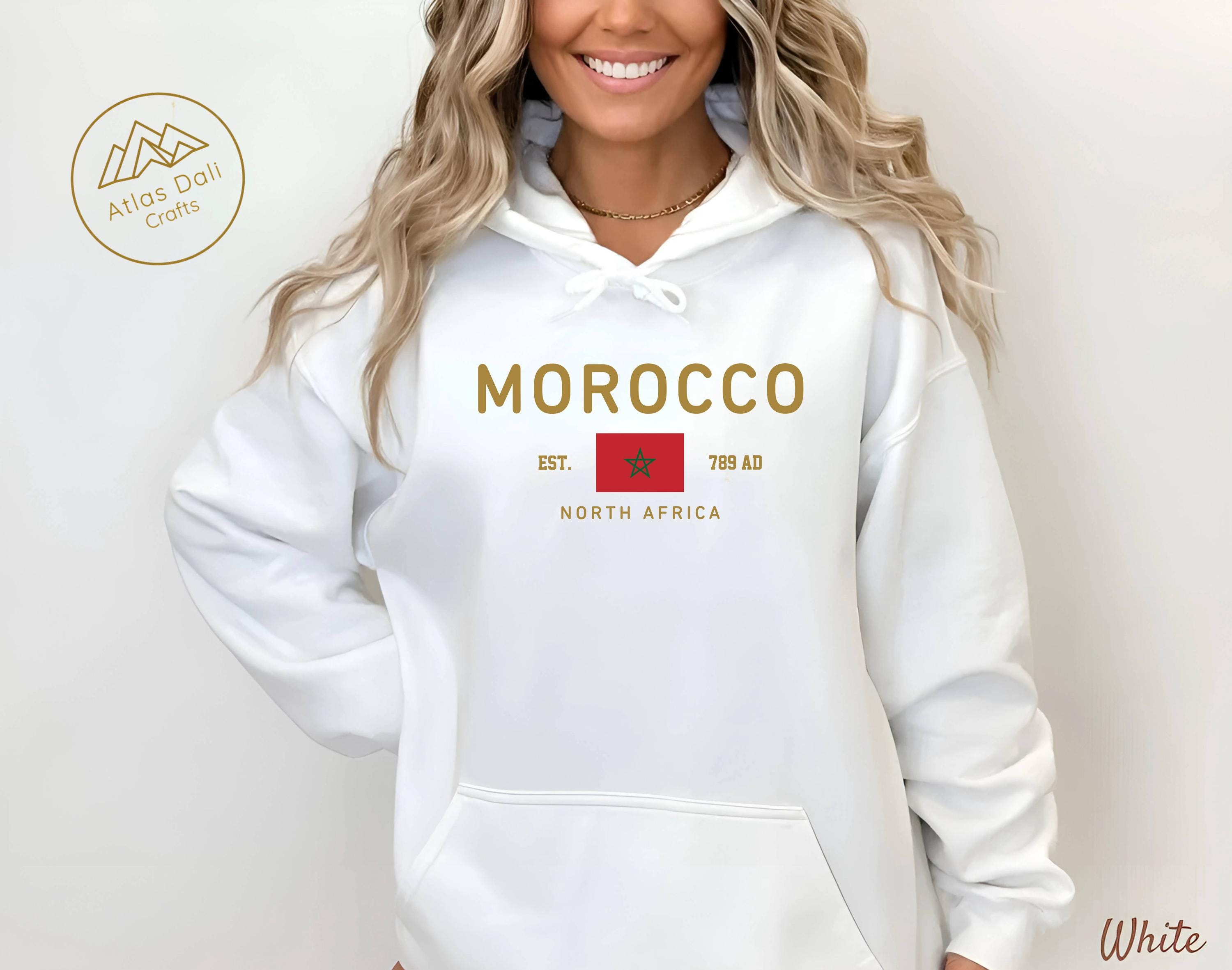 Morocco Hoodie, North Africa Flag Hooded Sweatshirt,moroccan
