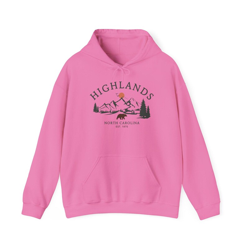 Highlands Hoodie, North Carolina Bear Pullover, Mountain Hiking Sweater, Vintage Nature Top, Blue Ridge Apparel, Outdoors Gift, Unisex image 19