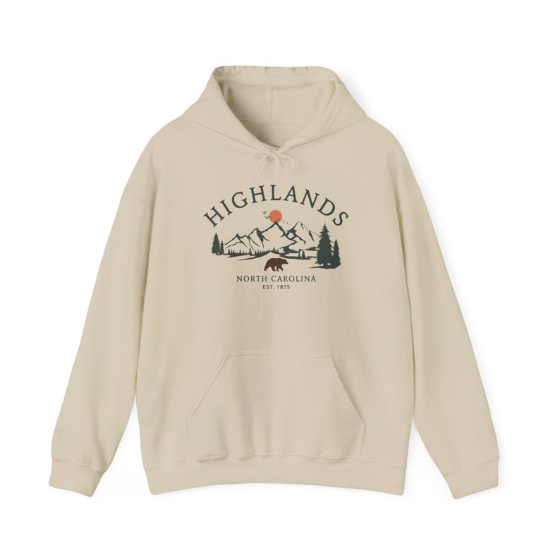 Highlands Hoodie, North Carolina Bear Pullover, Mountain Hiking Sweater, Vintage Nature Top, Blue Ridge Apparel, Outdoors Gift, Unisex image 5