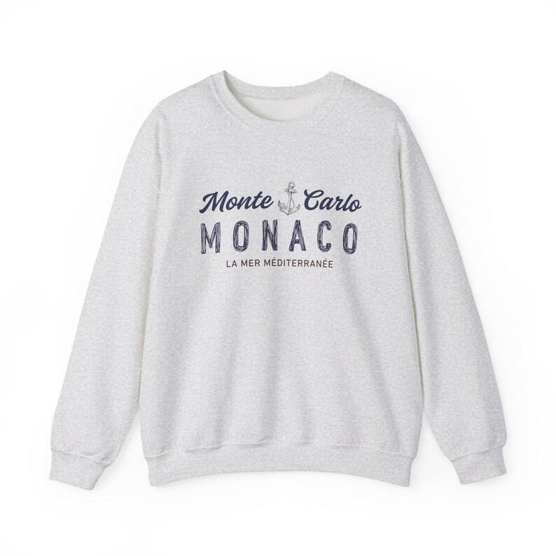 Vintage Monte Carlo Unisex Sweatshirt, Monaco Crewneck, La Mer Méditerranée Sweater, French Riviera Top, Côte d'azur Luxury Travel Souvenir image 5