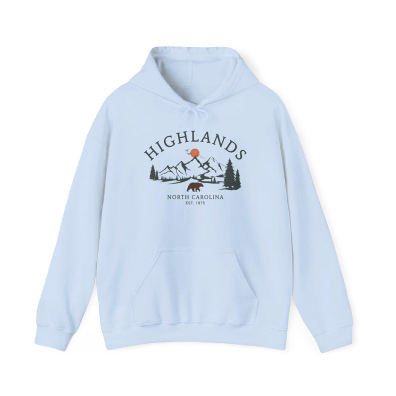 Highlands Hoodie, North Carolina Bear Pullover, Mountain Hiking Sweater, Vintage Nature Top, Blue Ridge Apparel, Outdoors Gift, Unisex image 11