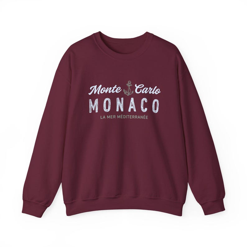 Vintage Monte Carlo Unisex Sweatshirt, Monaco Crewneck, La Mer Méditerranée Sweater, French Riviera Top, Côte d'azur Luxury Travel Souvenir image 10