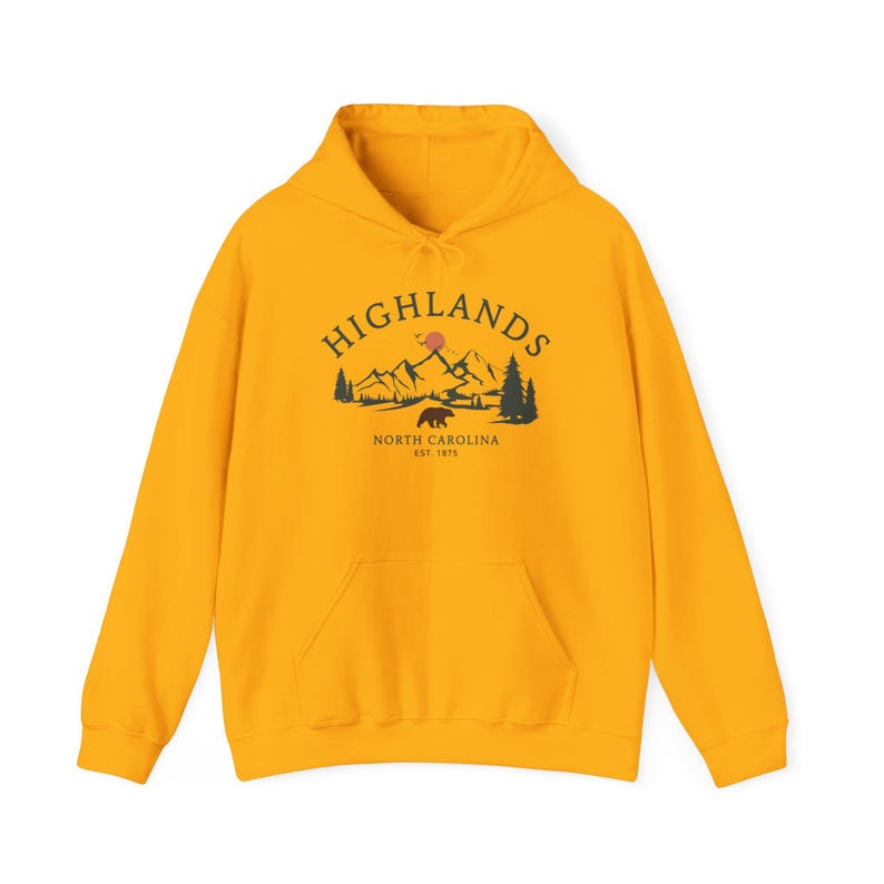 Highlands Hoodie, North Carolina Bear Pullover, Mountain Hiking Sweater, Vintage Nature Top, Blue Ridge Apparel, Outdoors Gift, Unisex image 9