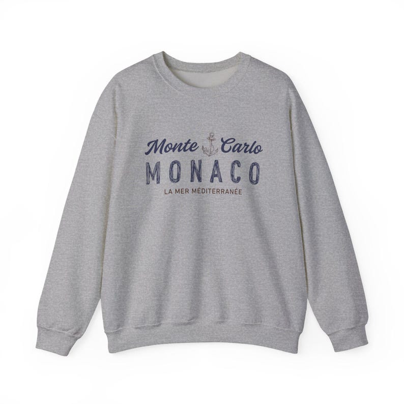 Vintage Monte Carlo Unisex Sweatshirt, Monaco Crewneck, La Mer Méditerranée Sweater, French Riviera Top, Côte d'azur Luxury Travel Souvenir image 7