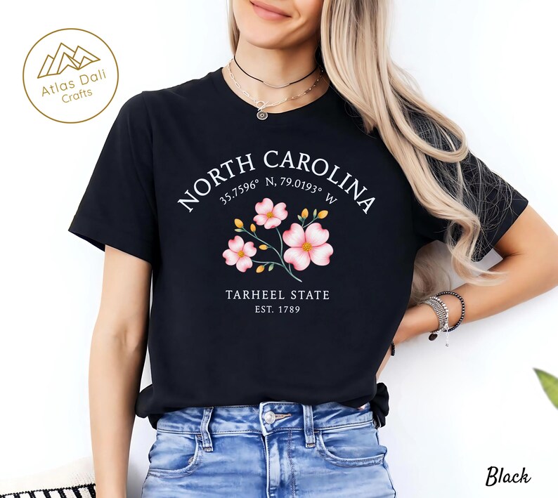 North Carolina, Dogwood Flower, Tarheel State, Coordinates Shirt, North Carolina Gift, NC Souvenir, State Pride, Floral Tee, Carolina Travel, Unisex Top, Flower Gift, Southern Shirt, Massachusetts, North Carolina T-Shirt, Dogwood Flower Tee, Tarheel State Gift, North Carolina Shirt, North Carolina Travel Tee, Tarheel State Shirt, Unisex