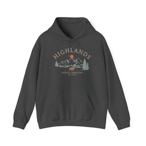 Highlands Hoodie, North Carolina Bear Pullover, Mountain Hiking Sweater, Vintage Nature Top, Blue Ridge Apparel, Outdoors Gift, Unisex image 8