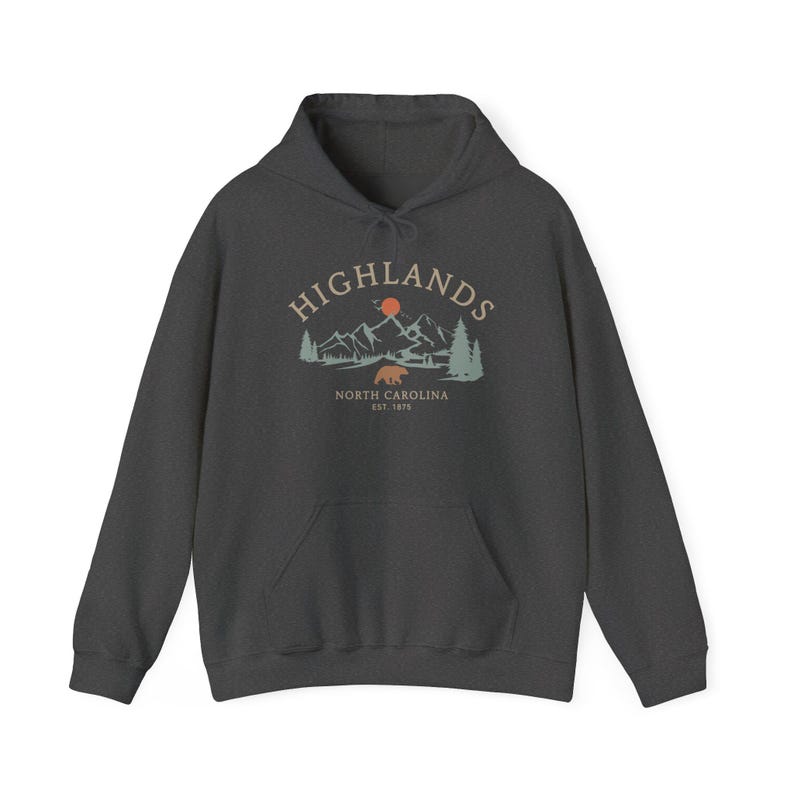 Highlands Hoodie, North Carolina Bear Pullover, Mountain Hiking Sweater, Vintage Nature Top, Blue Ridge Apparel, Outdoors Gift, Unisex image 8