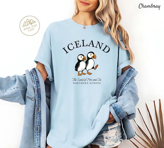 Iceland Shirt, Puffin T-shirt, Land of Fire and Ice Tee, Iceland