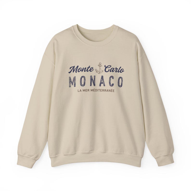 Vintage Monte Carlo Unisex Sweatshirt, Monaco Crewneck, La Mer Méditerranée Sweater, French Riviera Top, Côte d'azur Luxury Travel Souvenir image 11