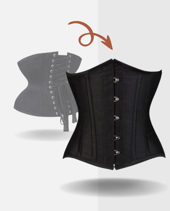 Women's Underbust Corset Waist Trainer - Black Shapewear With Spiral Steel Bones (Size 4)