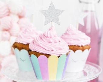 Unicorn Cupcake Wrappers Pack of 6 | Unicorn Party Cupcake Cases | Kids Birthday Cake Decorations | Unicorn Party Decor