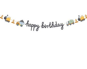 Construction Vehicle Birthday Banner 2m, Boys Party Decoration, Builder Theme Décor, Contruction Birthday Party, Little Builders Boys Party