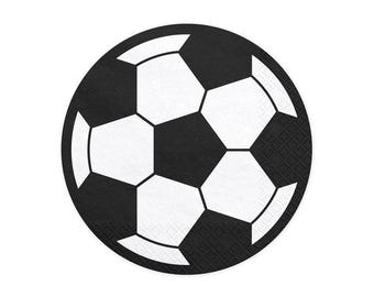 Football Napkins Pack of 20 | Soccer Party Napkins | Kids Football Birthday Tableware | Black and White Party Decorations