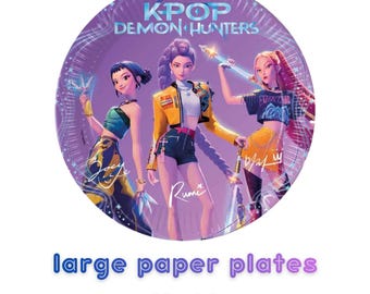 K-Pop Dämonenjäger Party Teller | Papier Einwegteller - 8er Pack | Voll lizensiertes und lebensmittelechtes KPop Partyzubehör
