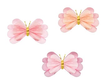 Butterfly Tissue Paper Party Decorations - Pink - 3 Large Butterfly Decorations, Garden Party, Butterfly Theme, Unicorn Party, Enchanted