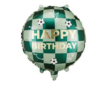 Football Happy Birthday Balloon | Green Football Party Balloon | Kids Football Birthday Decor | Soccer Balloon | Helium or Air Fill