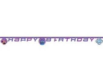 K-Pop Demon Hunters Happy Birthday Banner | KPop Birthday Party Decorations | Purple & Pink Garland for Kids Fully Licensed
