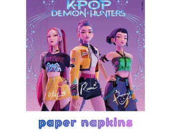 K-Pop Demon Hunters Party Napkins | Paper Disposable Napkins - Pack of 10 | Fully licensed and food safe KPop Party Supplies