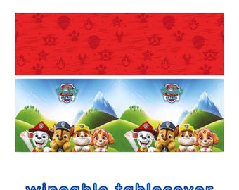 Afwasbaar tafelkleed Paw Patrol | Feesttafelhoes | Rood en blauw Paw Patrol-feestartikelen | Duurzaam plastic