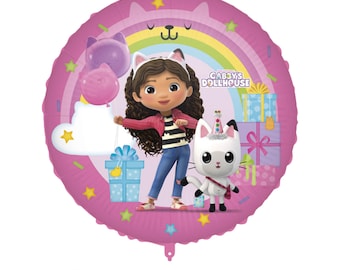 Gabby’s Dollhouse Foil Balloon 18 Inch | Gabbys Birthday Party Balloon Decoration Girls Party Supplies Helium Balloon | Pink Foil Balloon