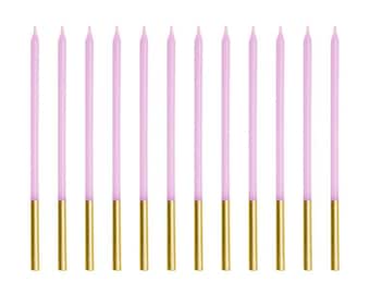 Violet Birthday Candles, Tall Cake Candles, 14cm, Set of 12, Lilac Party Candles, Pastel Purple Birthday Candles, Kids Birthday Supplies