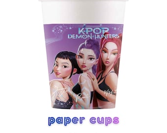 K-Pop Demon Hunters Party Cups | Paper Disposable Cups - Pack of 8 | Fully licensed and food safe KPop Partyware