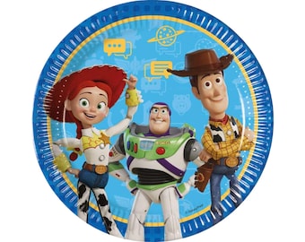 Toy Story 5 papperstallrikar | 23 cm | 8-pack | Toy Story festservis med Buzz, Woody och Jessie