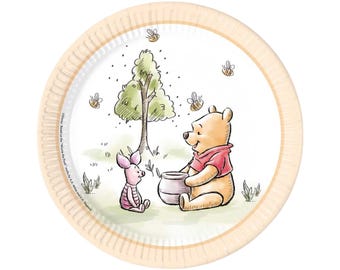 Winnie The Pooh Paper Plates | Pack of 8 | 23cm Party Plates | Children's Party Tableware | Perfect for 1st Birthday Party or Baby Shower