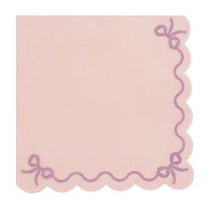 Servilletas rosas con volantes, paquete de 12 / Servilletas con lazo para fiestas / Vajilla para cumpleaños de princesas / Decoraciones para fiestas de niñas en rosa / Servilletas con borde festoneado